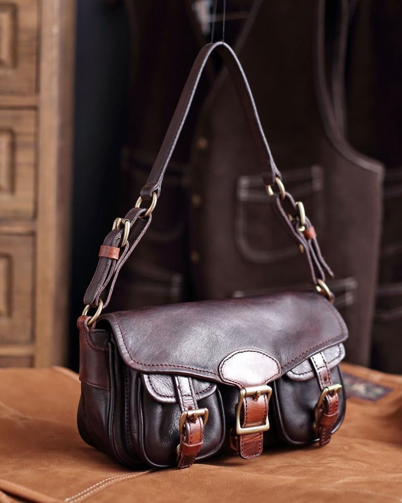 Vintage Distressed Leather Saddle Bag | Unisex Crossbody Shoulder Bag | Full Grain Cowhide Handbag