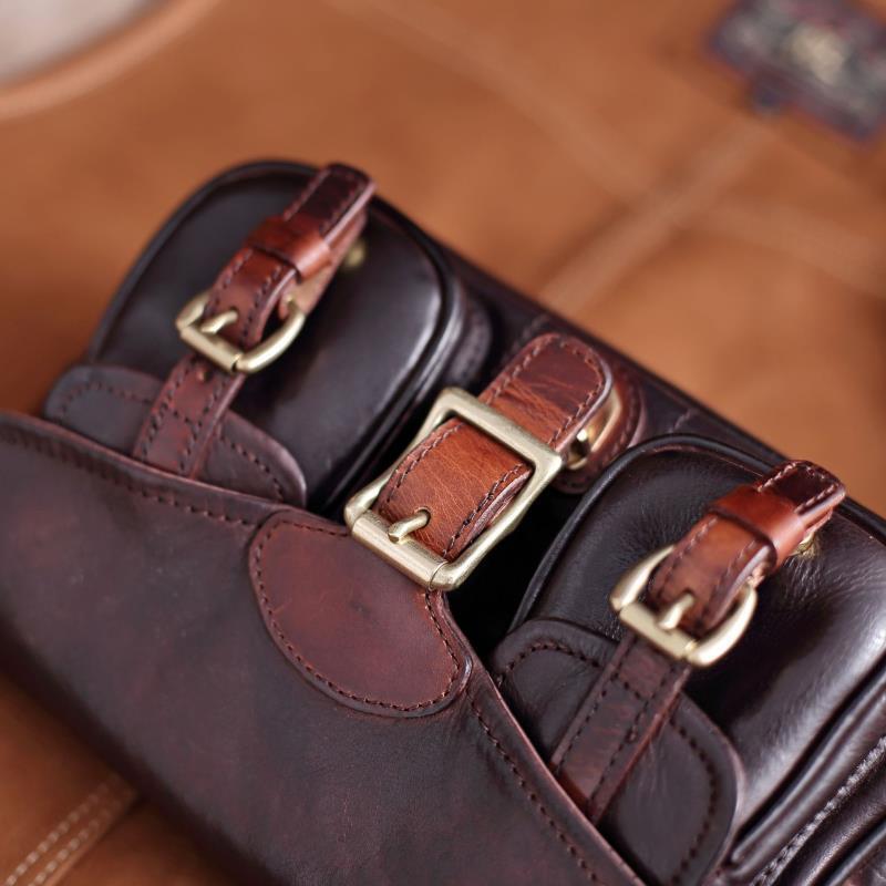 Vintage Distressed Leather Saddle Bag | Unisex Crossbody Shoulder Bag | Full Grain Cowhide Handbag