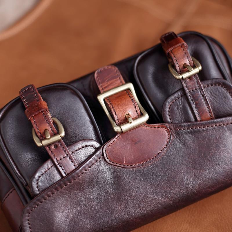 Vintage Distressed Leather Saddle Bag | Unisex Crossbody Shoulder Bag | Full Grain Cowhide Handbag