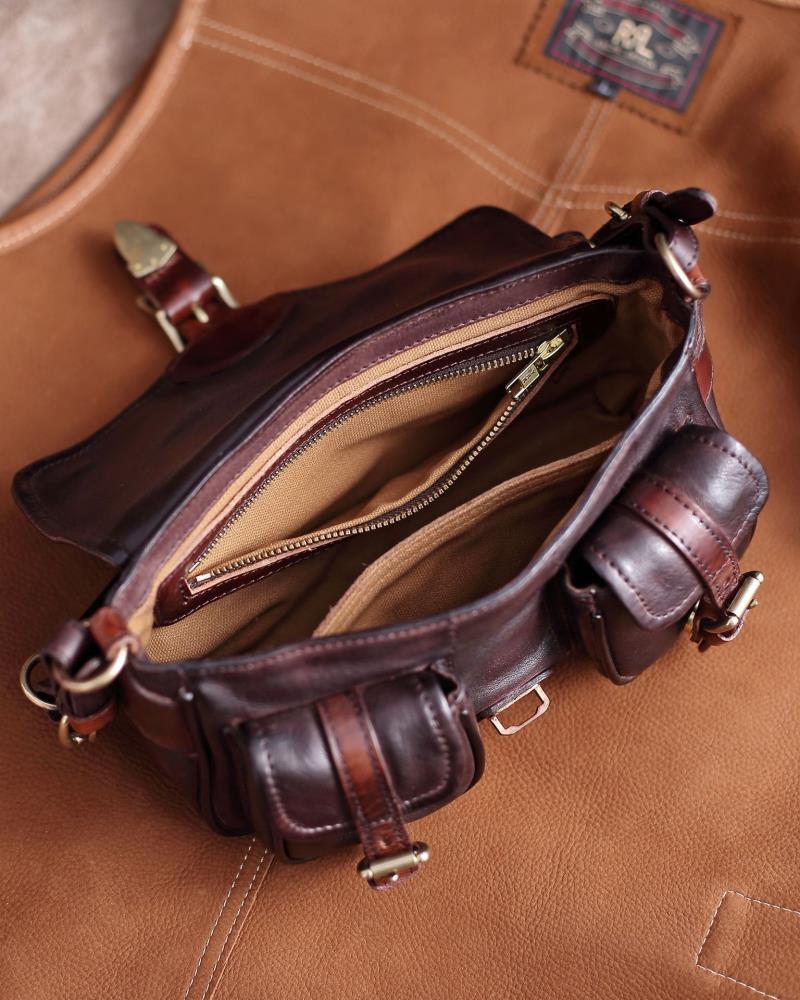 Vintage Distressed Leather Saddle Bag | Unisex Crossbody Shoulder Bag | Full Grain Cowhide Handbag