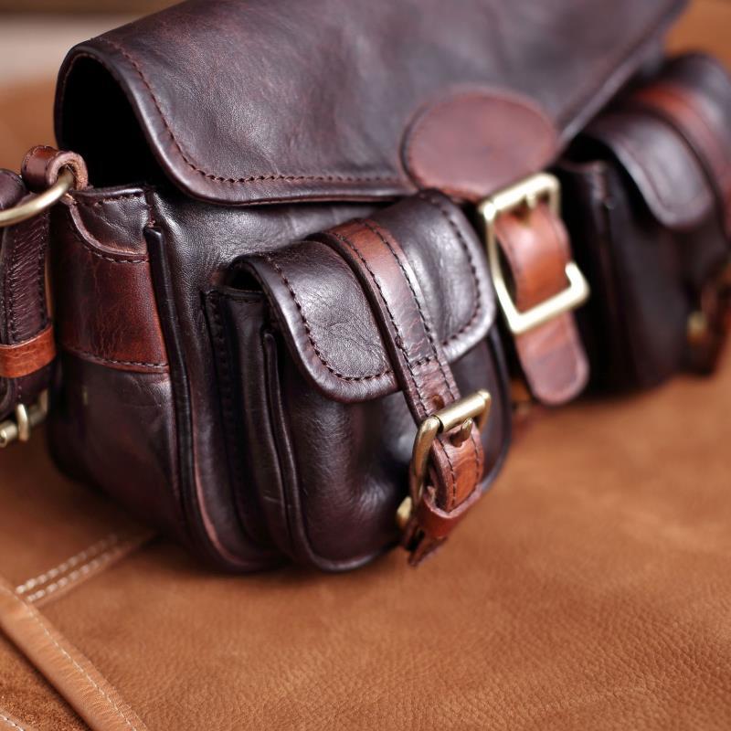 Vintage Distressed Leather Saddle Bag | Unisex Crossbody Shoulder Bag | Full Grain Cowhide Handbag