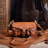 Vintage Distressed Leather Saddle Bag | Unisex Crossbody Shoulder Bag | Full Grain Cowhide Handbag