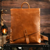 Vintage Full Grain Leather Backpack, Handmade Rustic Laptop Rucksack for Men or Women | 17" Laptop Travel Bag