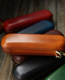 Vintage Leather Glasses Case | Cowhide Leather Zip Eyewear Case