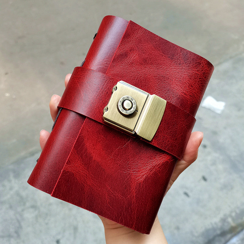 Vintage Leather Journal with Combination Lock | Handmade Full Grain Leather Diary Notebook