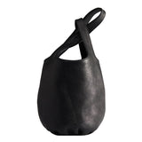 Vintage Leather Knot-Handle Bucket Bag | Handmade Soft Cowhide Mini Handbag