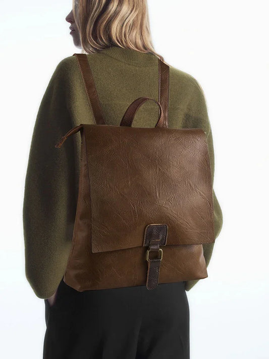 Vintage Vegan Leather Lightweight Backpack, Multi-Functional Commuter Laptop Bag for Women or Men, Large Convertible Shoulder & Handbag Style