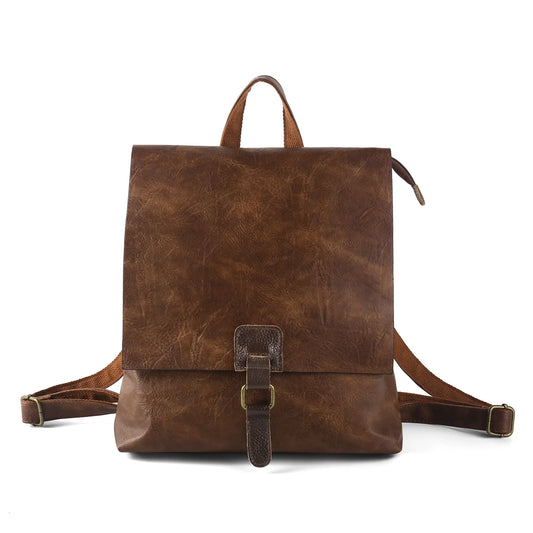 Vintage Vegan Leather Lightweight Backpack, Multi-Functional Commuter Laptop Bag for Women or Men, Large Convertible Shoulder & Handbag Style