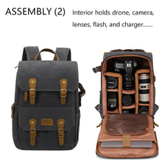 Waterproof Camera Bag Purse, Leather DSLR Bag | Anti-Theft Canvas Camera Backpack with USB Charging for Travel & Outdoor