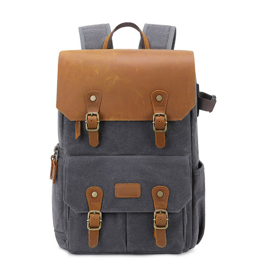 Waterproof Camera Bag Purse, Leather DSLR Bag | Anti-Theft Canvas Camera Backpack with USB Charging for Travel & Outdoor