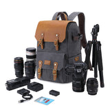 Waterproof Camera Bag Purse, Leather DSLR Bag | Anti-Theft Canvas Camera Backpack with USB Charging for Travel & Outdoor