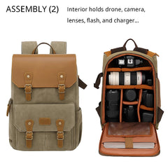 Waterproof Camera Bag Purse, Leather DSLR Bag | Anti-Theft Canvas Camera Backpack with USB Charging for Travel & Outdoor