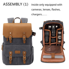 Waterproof Camera Bag Purse, Leather DSLR Bag | Anti-Theft Canvas Camera Backpack with USB Charging for Travel & Outdoor
