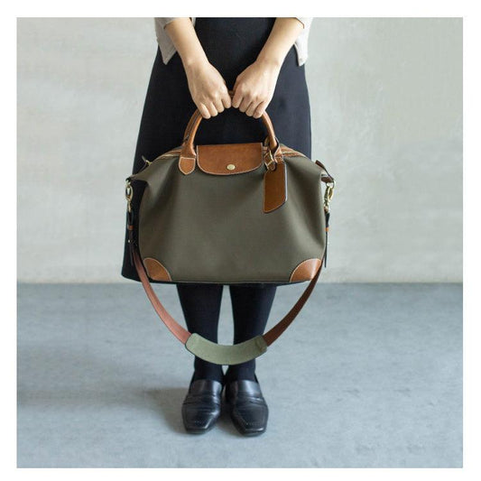 Waterproof Nylon and Cowhide Tote Bag, Handcrafted Women Shoulder Bag, Men Traveling Bag, Laptop Bag, Weekend Bag, Work Commutes Bag
