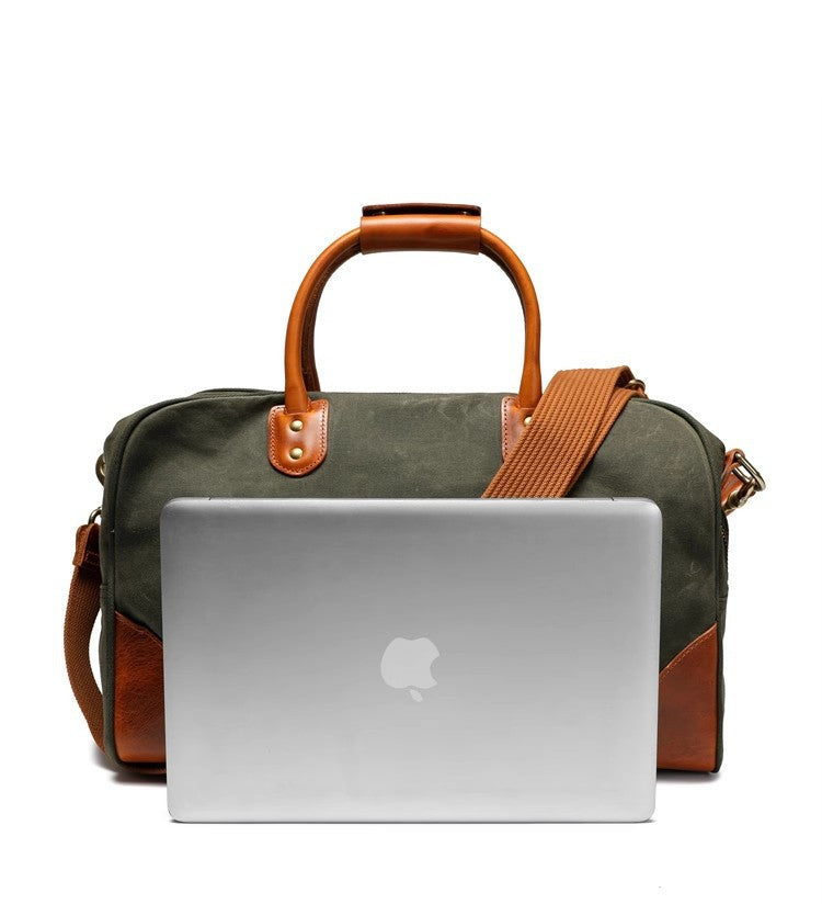 Waxed Canvas Leather Travel Duffle Bag | Men's Vintage Weekender & Overnight Bag