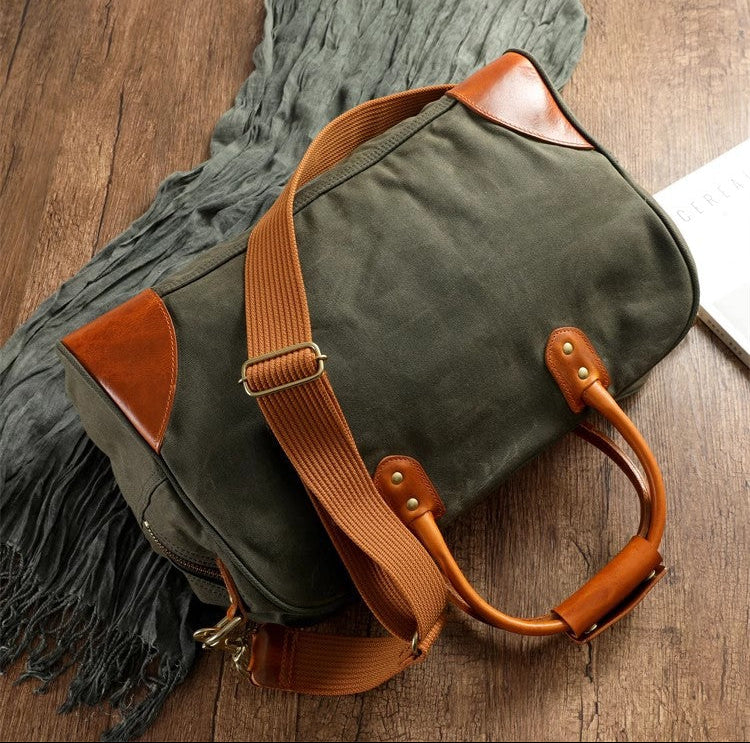 Waxed Canvas Leather Travel Duffle Bag | Men's Vintage Weekender & Overnight Bag