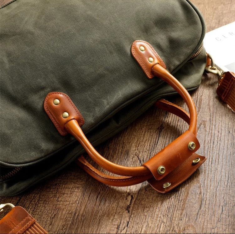 Waxed Canvas Leather Travel Duffle Bag | Men's Vintage Weekender & Overnight Bag