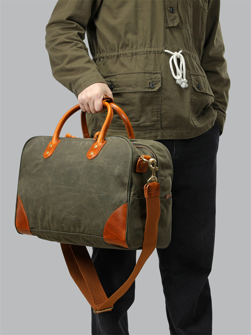 Waxed Canvas Leather Travel Duffle Bag | Men's Vintage Weekender & Overnight Bag