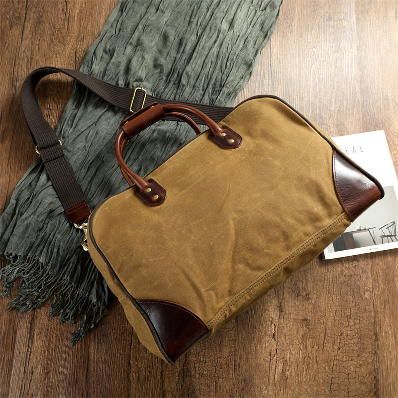 Waxed Canvas Leather Travel Duffle Bag | Men's Vintage Weekender & Overnight Bag
