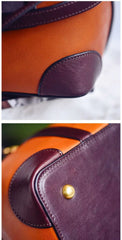 Women's Full-Grain Leather Bucket Bag | Handcrafted Top-Handle Drawstring Shoulder Tote