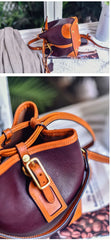 Women's Full-Grain Leather Bucket Bag | Handcrafted Top-Handle Drawstring Shoulder Tote