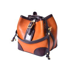 Women's Full-Grain Leather Bucket Bag | Handcrafted Top-Handle Drawstring Shoulder Tote