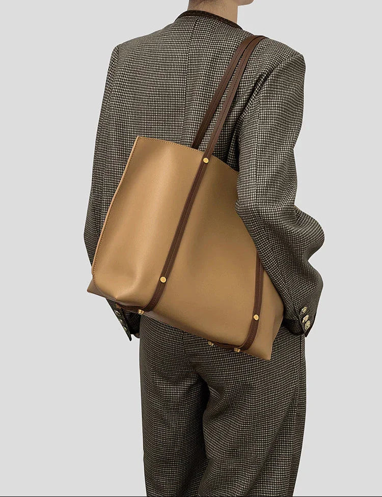 Women’s Large Soft Genuine Leather Tote Bag – Fall/Winter Commuter Shoulder Bag, Laptop Handbag, Work Purse