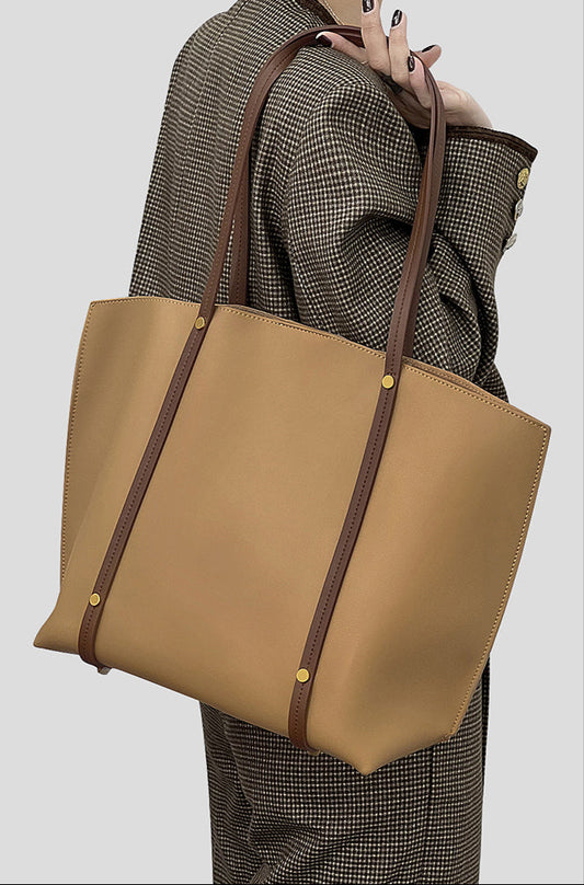 Women’s Large Soft Genuine Leather Tote Bag – Fall/Winter Commuter Shoulder Bag, Laptop Handbag, Work Purse