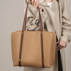 Women’s Large Soft Genuine Leather Tote Bag – Fall/Winter Commuter Shoulder Bag, Laptop Handbag, Work Purse