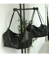 Women’s Soft Cowhide Leather Crossbody Bag, Large Bowling Bag, Slouchy Boho Tote for Everyday Use