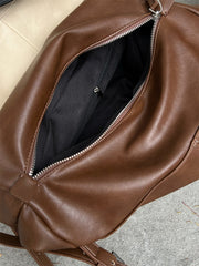 Women’s Soft Cowhide Leather Crossbody Bag, Large Bowling Bag, Slouchy Boho Tote for Everyday Use