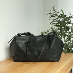 Women’s Soft Cowhide Leather Crossbody Bag, Large Bowling Bag, Slouchy Boho Tote for Everyday Use