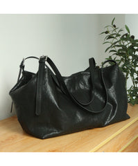 Women’s Soft Cowhide Leather Crossbody Bag, Large Bowling Bag, Slouchy Boho Tote for Everyday Use