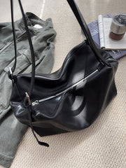 Women’s Soft Cowhide Leather Crossbody Bag, Large Bowling Bag, Slouchy Boho Tote for Everyday Use