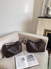 Women’s Soft Cowhide Leather Crossbody Bag, Large Bowling Bag, Slouchy Boho Tote for Everyday Use