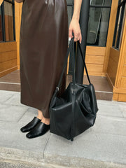 Women’s Soft Cowhide Leather Crossbody Bag, Large Bowling Bag, Slouchy Boho Tote for Everyday Use