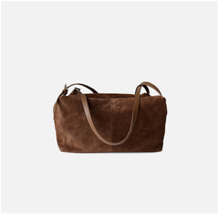 Women’s Soft Suede Leather Crossbody Bag, Large Bowling Bag, Slouchy Boho Tote for Everyday Use