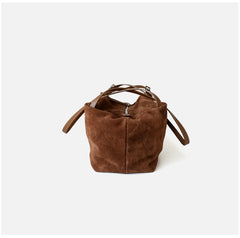 Women’s Soft Suede Leather Crossbody Bag, Large Bowling Bag, Slouchy Boho Tote for Everyday Use