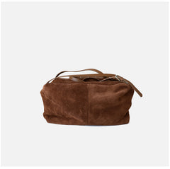 Women’s Soft Suede Leather Crossbody Bag, Large Bowling Bag, Slouchy Boho Tote for Everyday Use