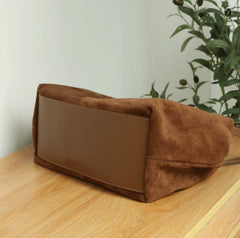 Women’s Soft Suede Leather Crossbody Bag, Large Bowling Bag, Slouchy Boho Tote for Everyday Use