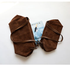 Women’s Soft Suede Leather Crossbody Bag, Large Bowling Bag, Slouchy Boho Tote for Everyday Use