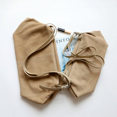 Women’s Soft Suede Leather Crossbody Bag, Large Bowling Bag, Slouchy Boho Tote for Everyday Use