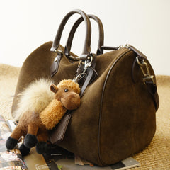 Women's Suede Leather Boston Bag | Large Shoulder & Crossbody Handbag for Fall/Winter | Vintage Commuter Bag