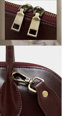 Women's Swift  Leather Tote, Handmade Large Professional Commuter Bag with Adjustable Strap, Elegant Cowhide Leather Shell Bowling Shoulder Bag