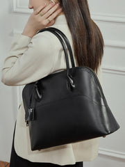 Women's Swift  Leather Tote, Handmade Large Professional Commuter Bag with Adjustable Strap, Elegant Cowhide Leather Shell Bowling Shoulder Bag