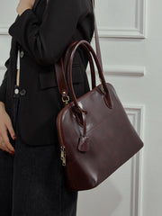 Women's Swift  Leather Tote, Handmade Large Professional Commuter Bag with Adjustable Strap, Elegant Cowhide Leather Shell Bowling Shoulder Bag