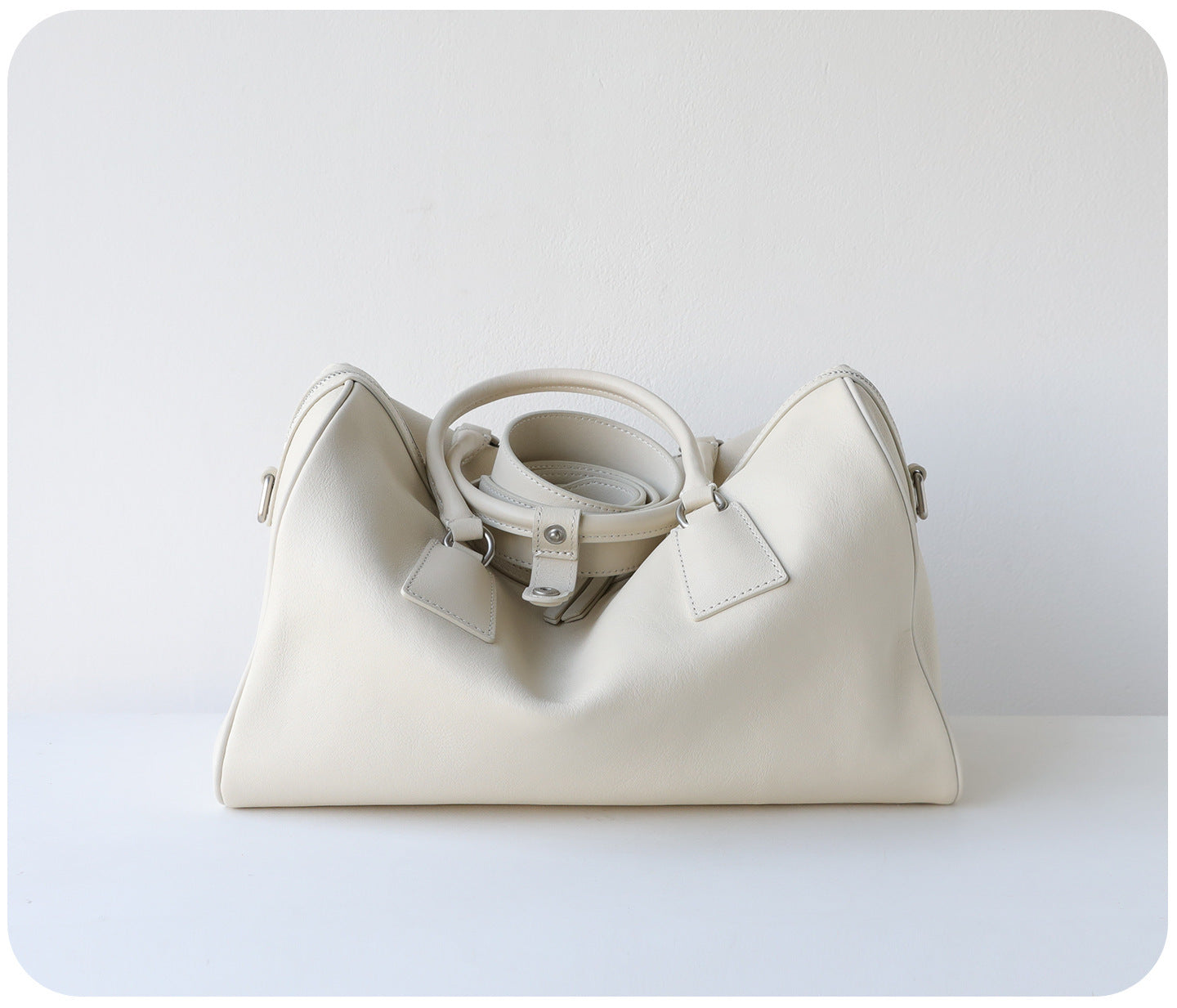 Women's Vegetable-Tanned Cowhide Leather Boston Bag | Vintage Pillow Tote | Top Handle Shoulder Crossbody Handbag in Two Sizes