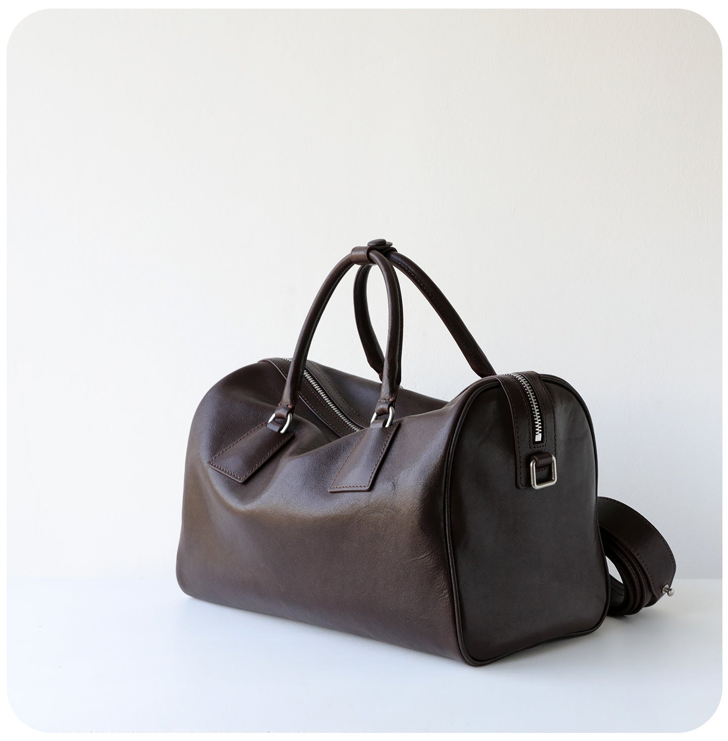 Women's Vegetable-Tanned Cowhide Leather Boston Bag | Vintage Pillow Tote | Top Handle Shoulder Crossbody Handbag in Two Sizes