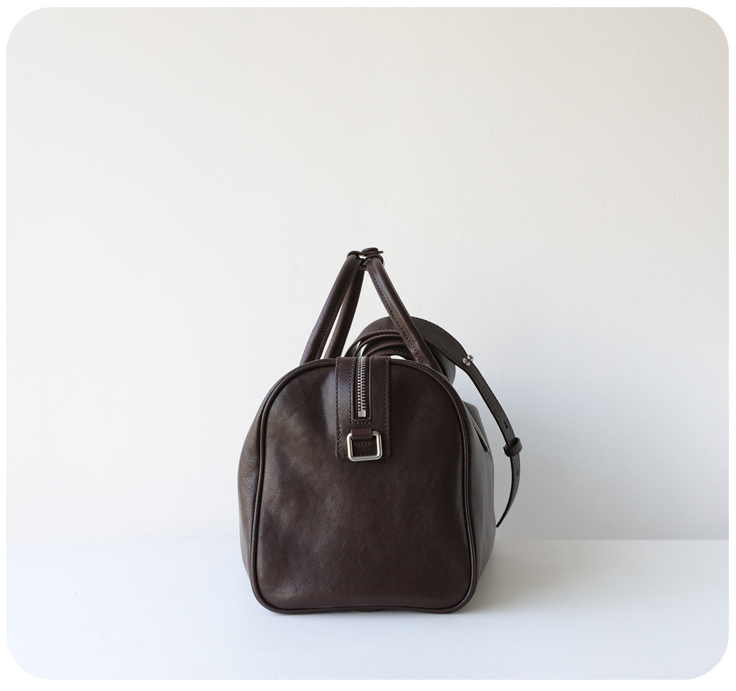 Women's Vegetable-Tanned Cowhide Leather Boston Bag | Vintage Pillow Tote | Top Handle Shoulder Crossbody Handbag in Two Sizes
