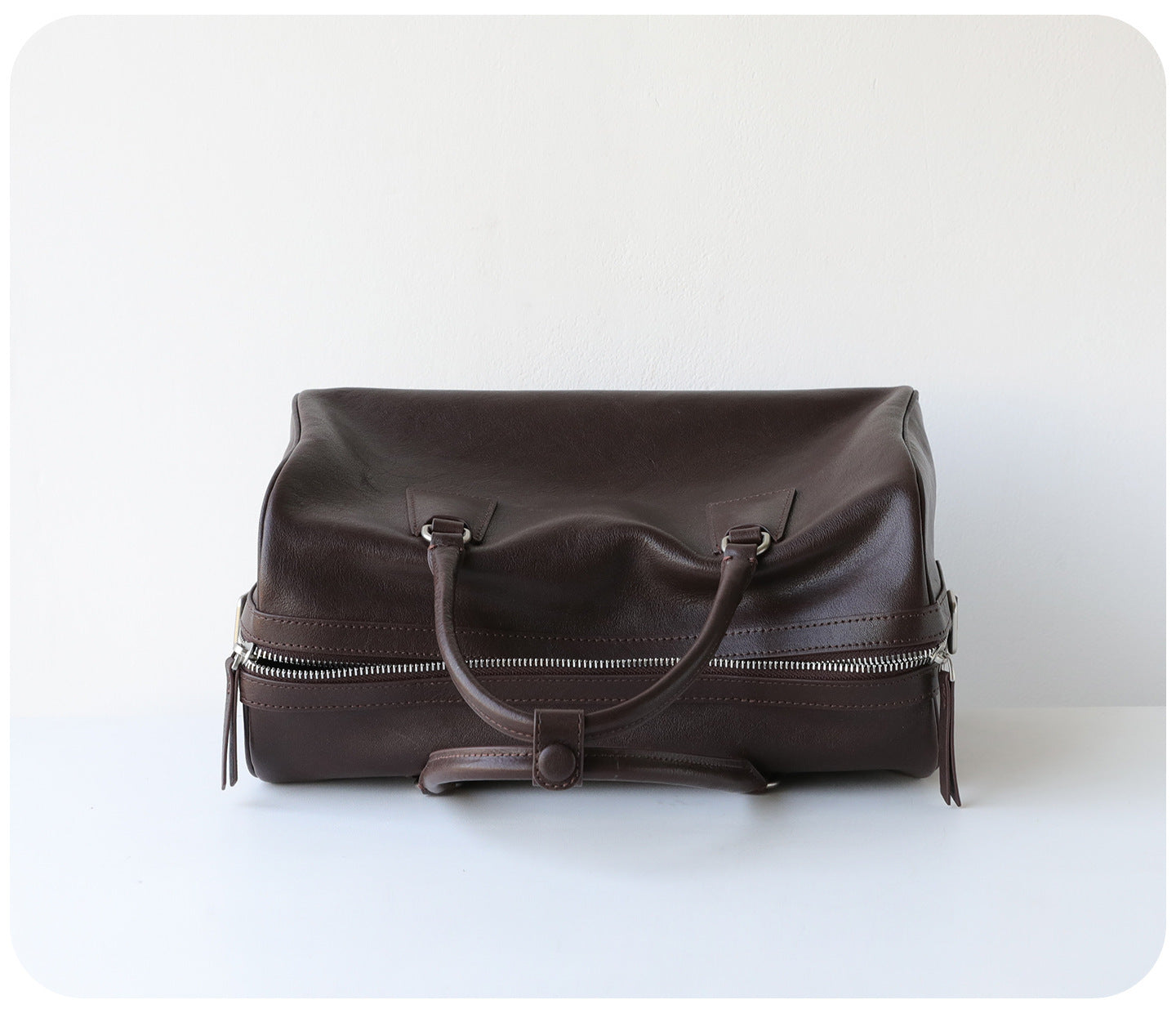 Women's Vegetable-Tanned Cowhide Leather Boston Bag | Vintage Pillow Tote | Top Handle Shoulder Crossbody Handbag in Two Sizes